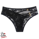Calcinha Renda Sexy Europeu Cintura Baixa Flores Transparentes