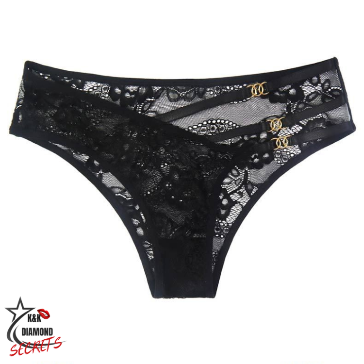 Calcinha Renda Sexy Europeu Cintura Baixa Flores Transparentes